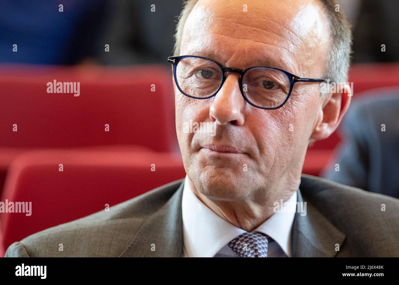 04 May 2022, North Rhine-Westphalia, Bad Salzuflen: Friedrich Merz, Federal  Chairman of the CDU, is a guest at a CDU campaign event in the run-up to  the state election. The election for