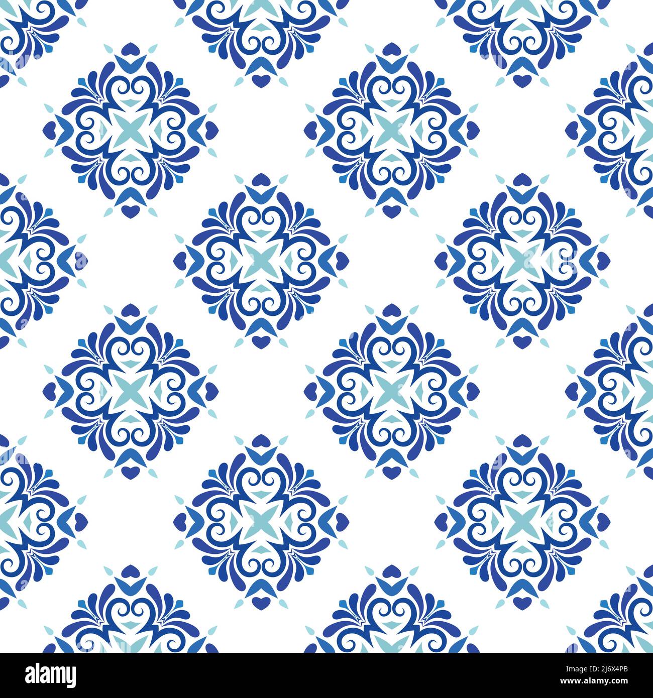 Blue mandala vector pattern. Seamless oriental ornament Stock Vector ...