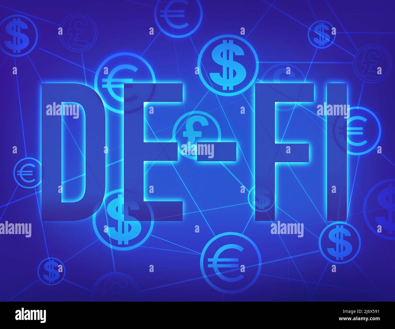 Decentralised Finance Illustration. De-Fi money conceptual illustration. Stock Photo