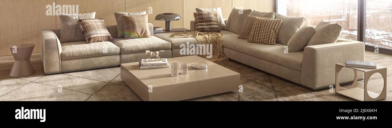 Image showcasing Luxury modern interior design livingroom. Lighting and sunny apartment ...