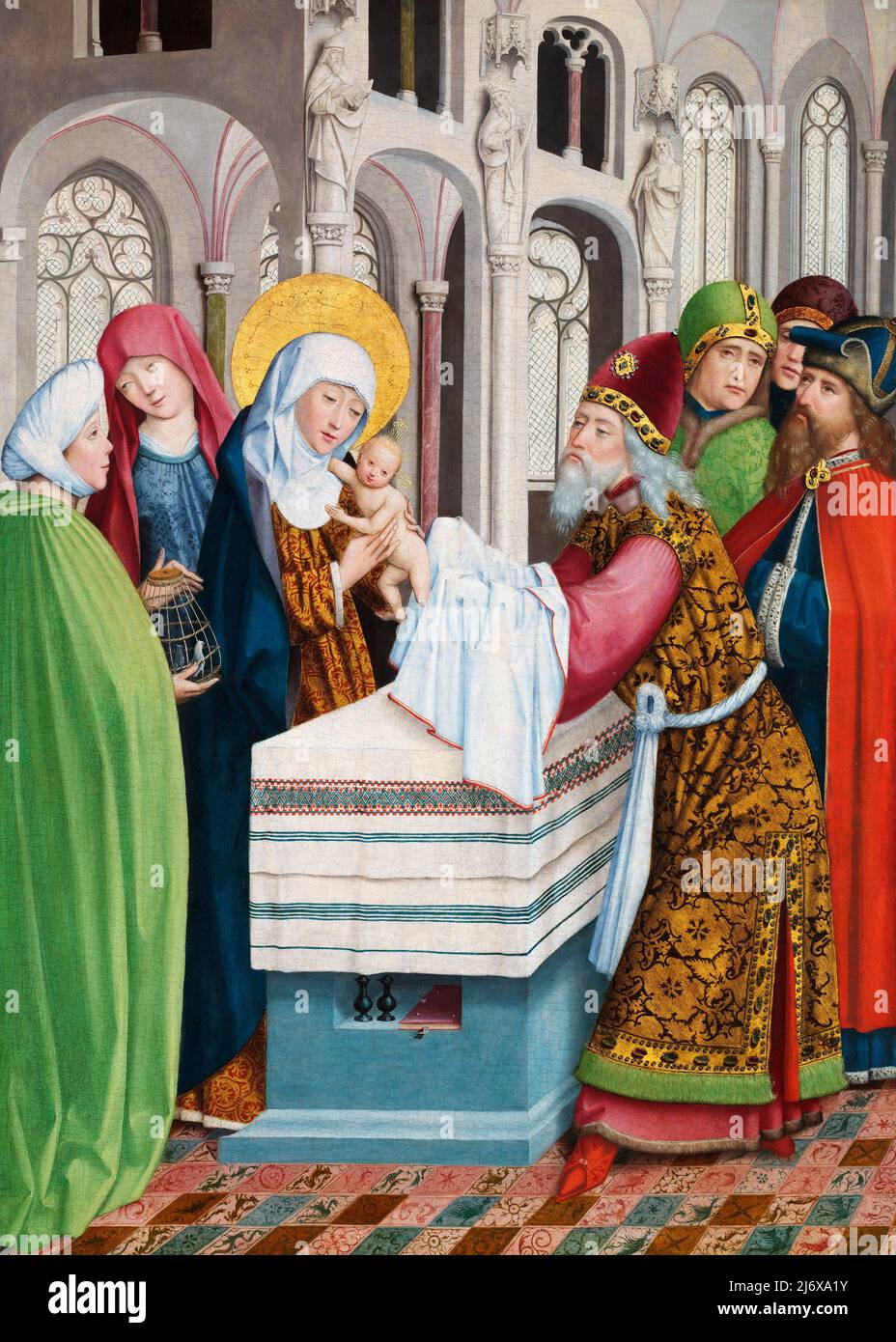 The Presentation in the Temple by the Master of Liesborn, oil on canvas transferred from oak, c. 1470-80. Part of the Liesborn Altarpiece. Stock Photo