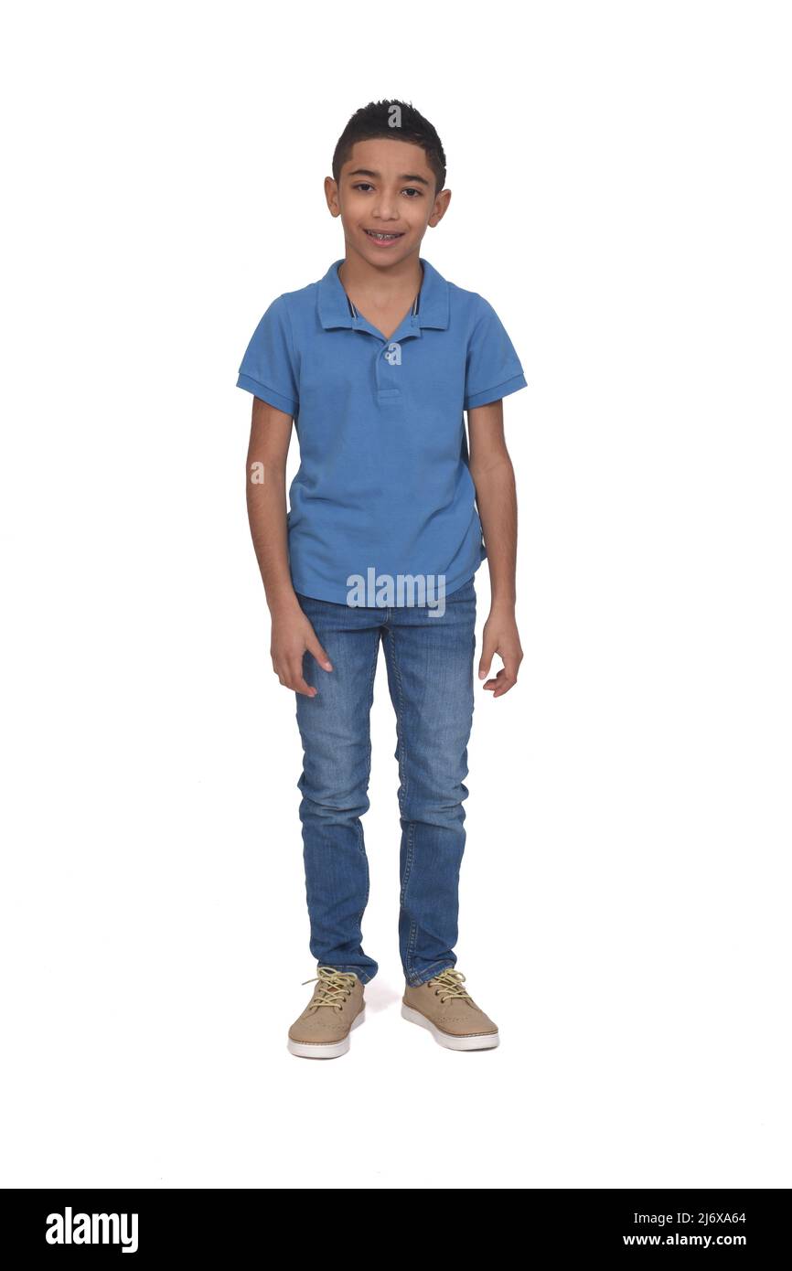 full portrait of boy on white background Stock Photo - Alamy