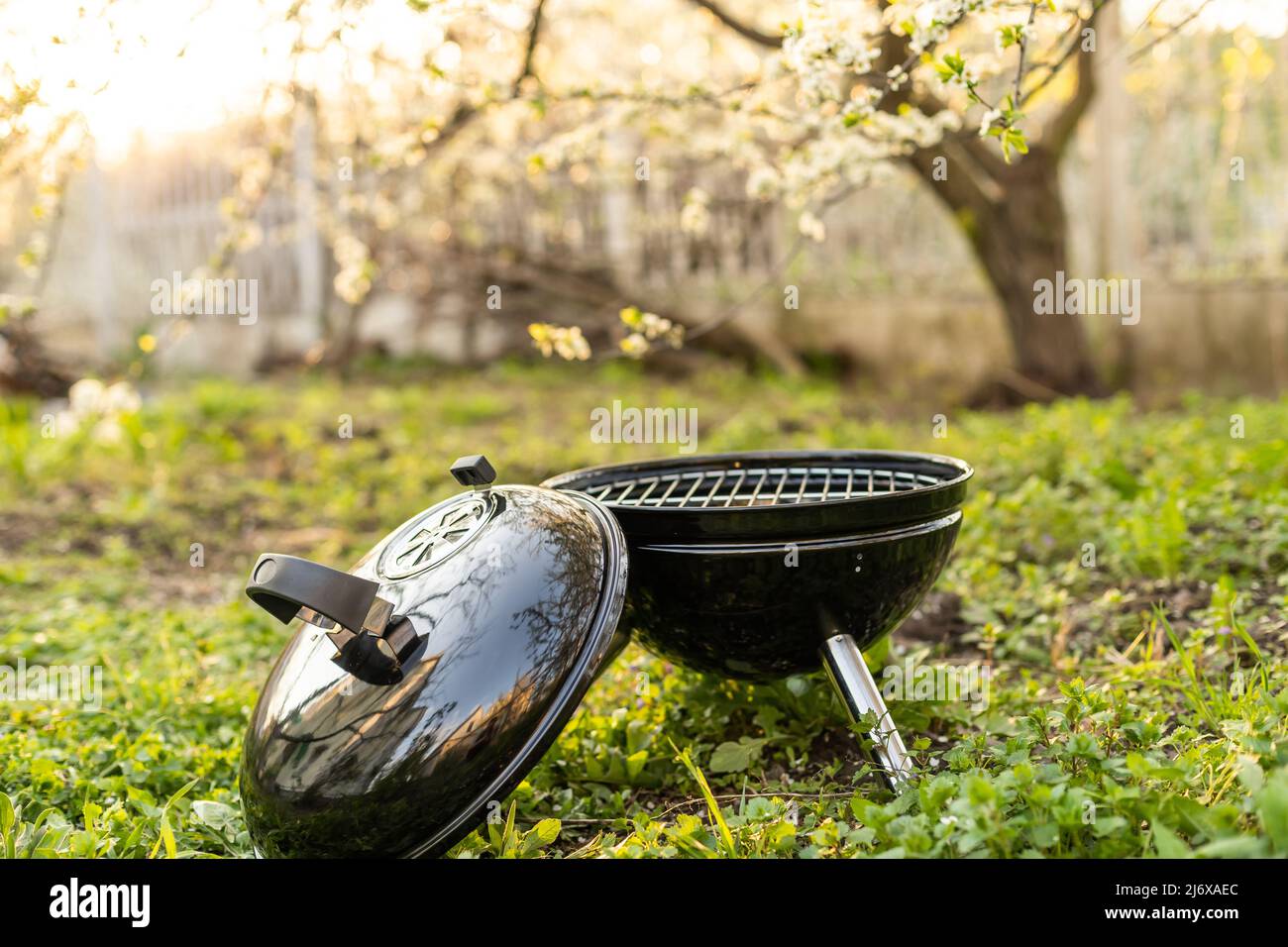 Barbecue grill on nature, outdoor, close up Stock Photo - Alamy