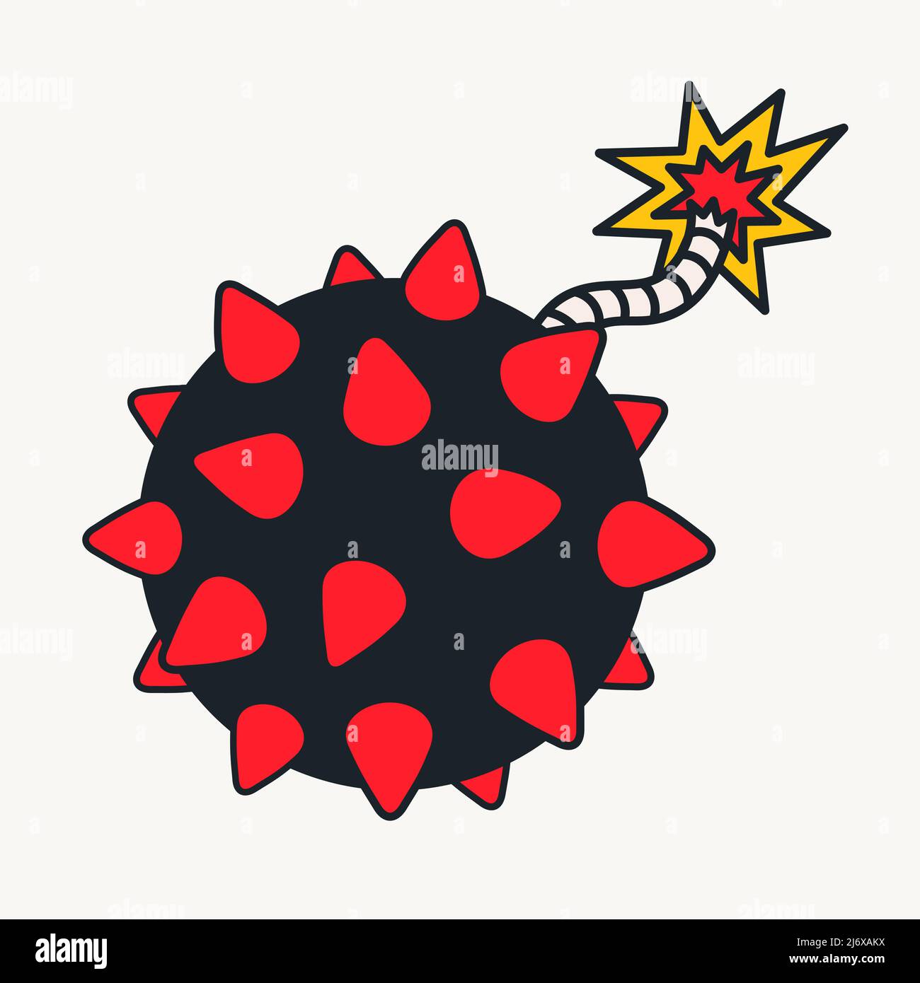 Cartoon vector funny cute Comic characters, black mine. Stock Vector