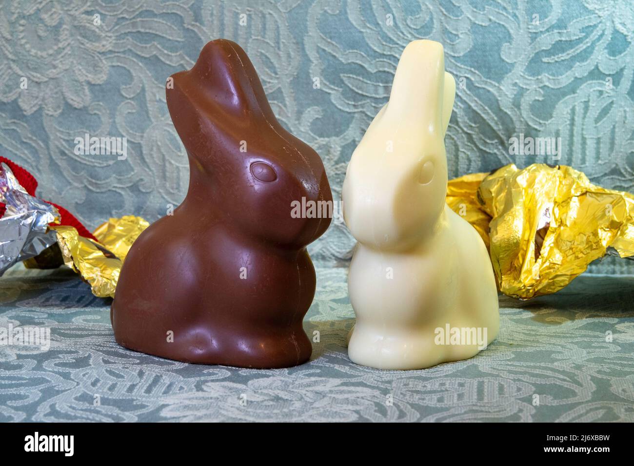 Unwrapped Lindt Easter Bunny Candies, 2022, USA Stock Photo