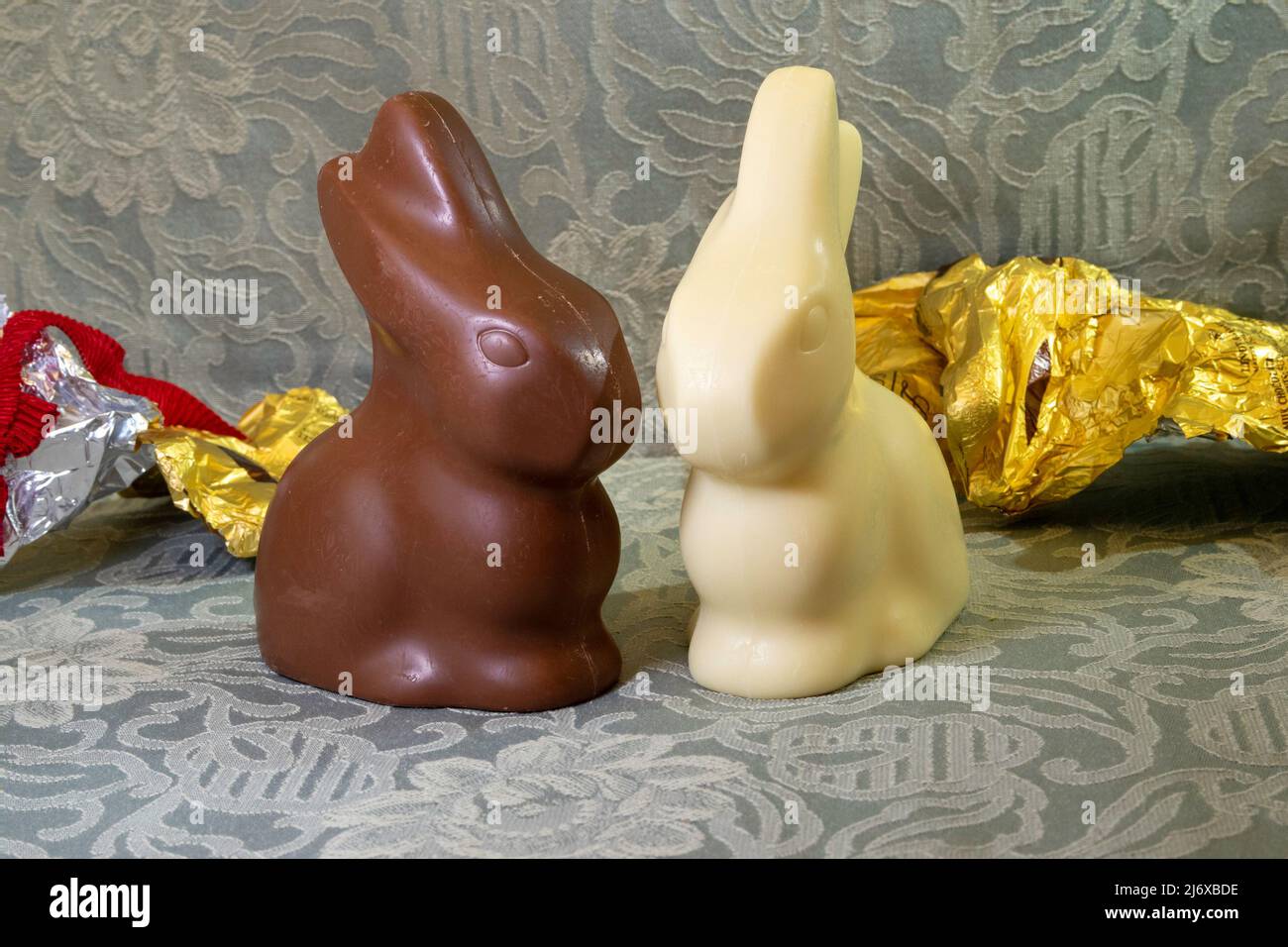 Unwrapped Lindt Easter Bunny Candies, 2022, USA Stock Photo