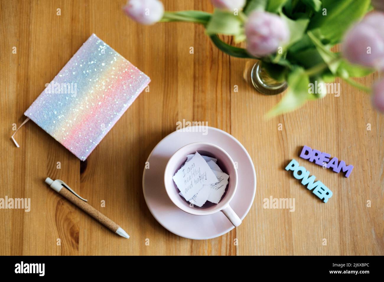 Affirmation, inspirational quotes concept. Paper with motivation affirmation message and