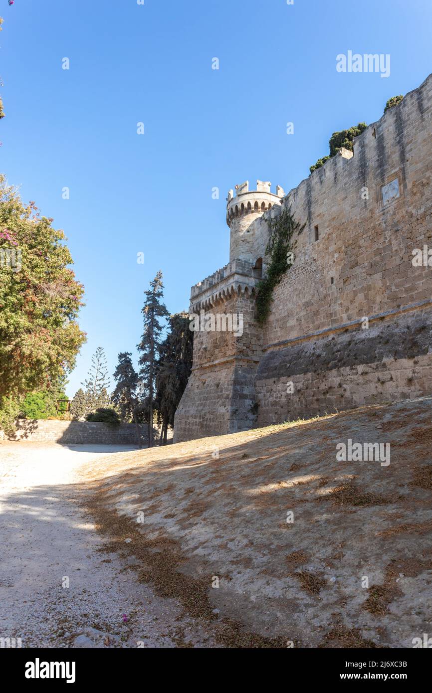 Fortifications around the Rhodes fortress, Rhodes, Greece Stock Photo