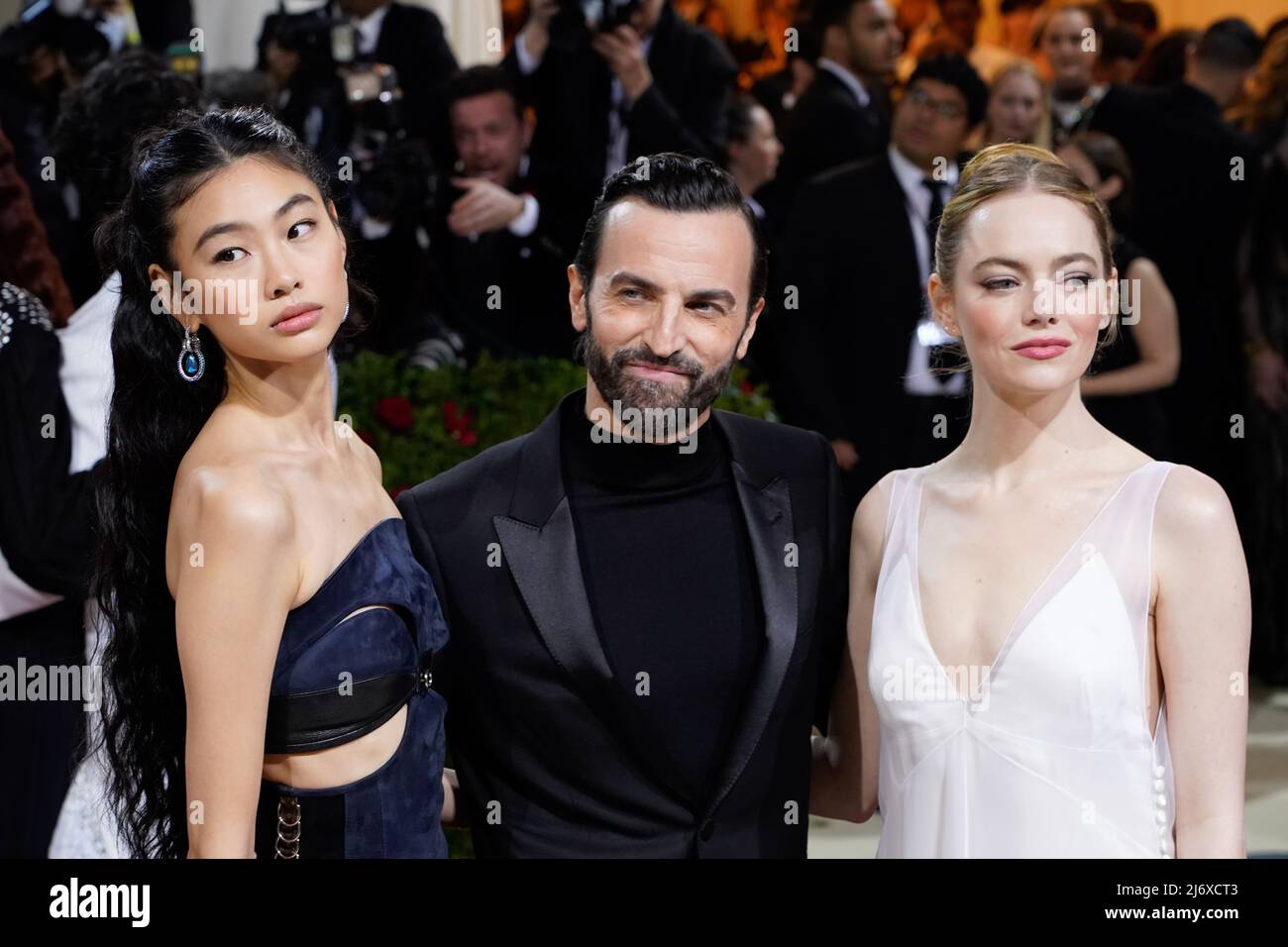 HoYeon Jung, Nicolas Ghesquière and Emma Stone attend The 2022 Met