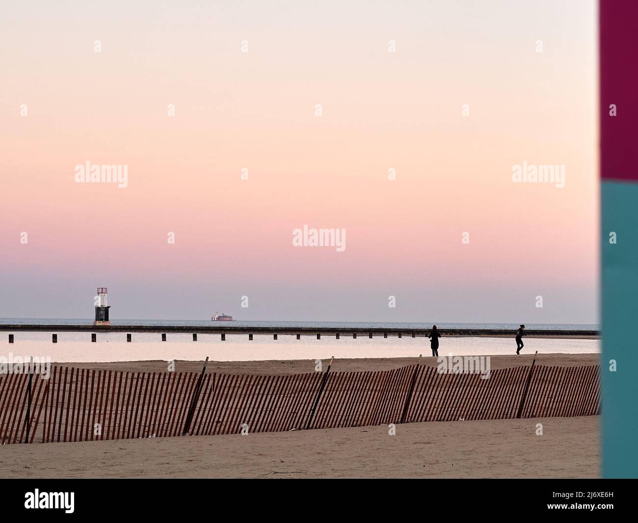 late evening light along Chicago lakefront Stock Photo