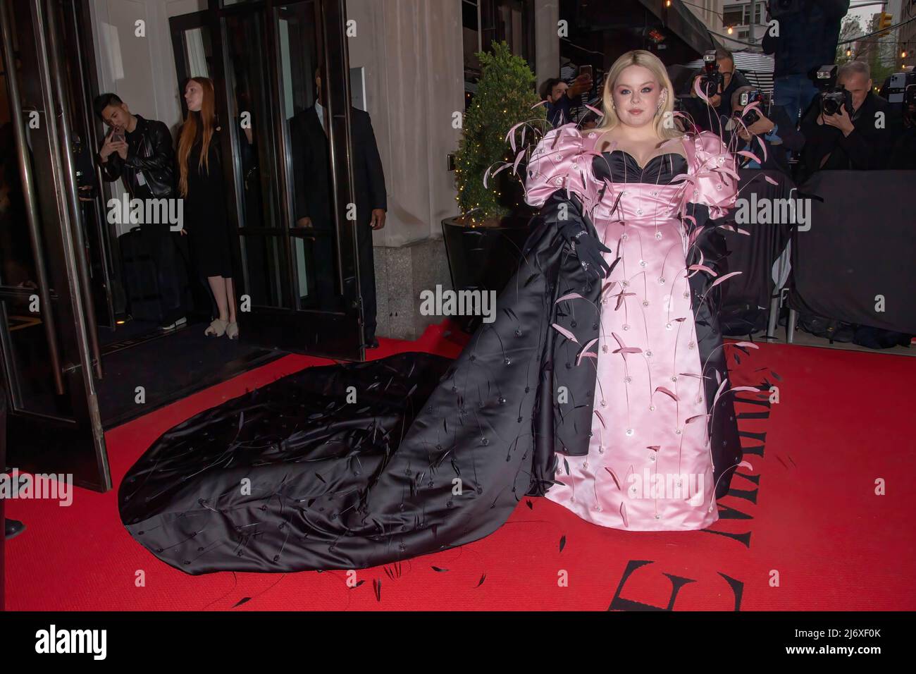 Nicola Coughlan wearing Richard Quinn departs The Mark Hotel for 2022
