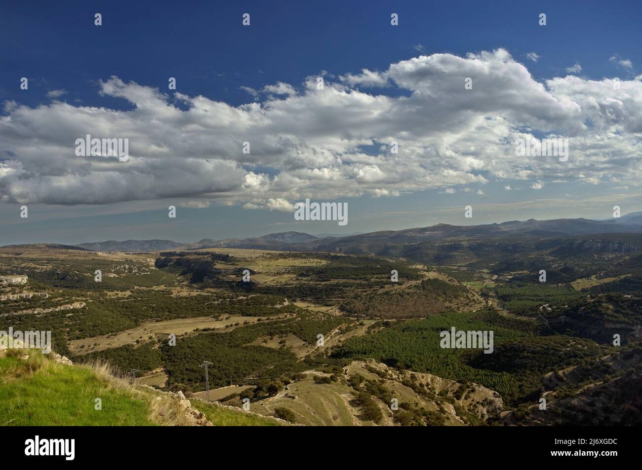 Aerial landscape of an area of the Maestrazgo in Castellón Spain. Stock Photo