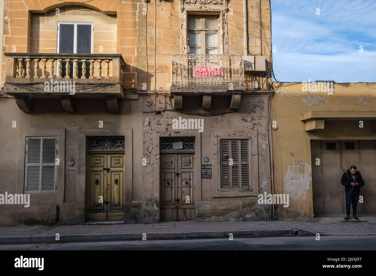 Old run-down buildings in St Paul's Bay, Malta Stock Photo