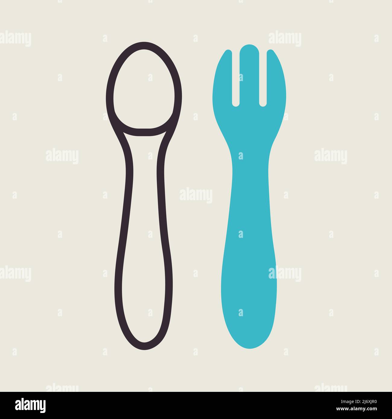 Spoon and fork for baby vector icon. Graph symbol for children and ...