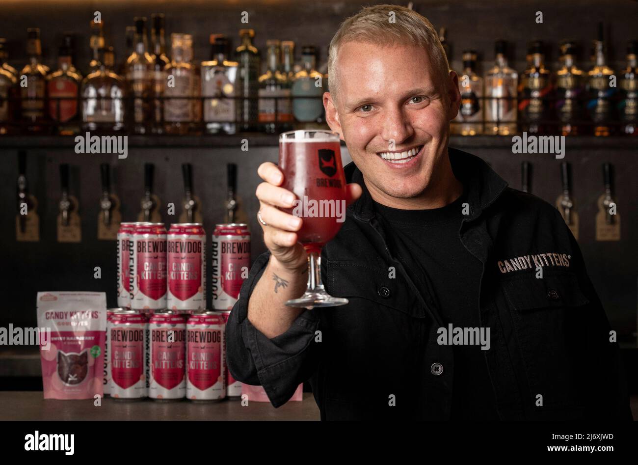 EDITORIAL USE ONLY Jamie Laing, founder of Candy Kittens, arrives at the launch of new Candy