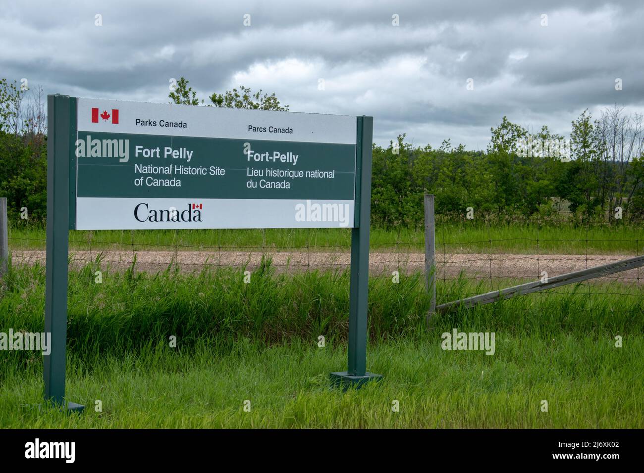 Sign marking the location of Fort Pelly. Fort Pelly was a Hudson's Bay