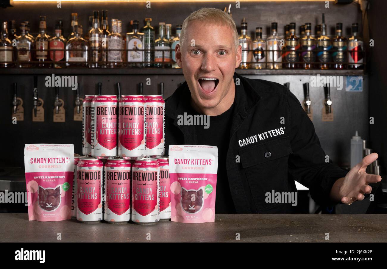 EDITORIAL USE ONLY Jamie Laing, founder of Candy Kittens, arrives at the launch of new Candy