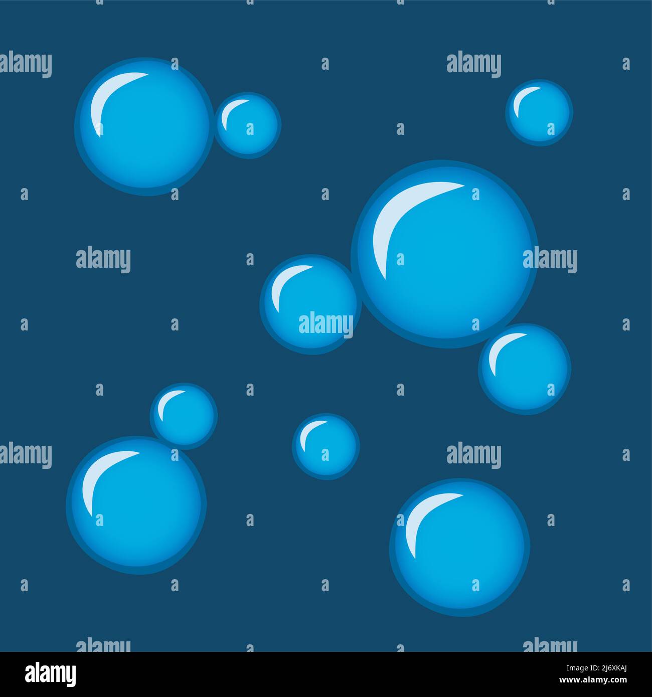 shiny blue soap bubbles isolated on white background Stock Vector
