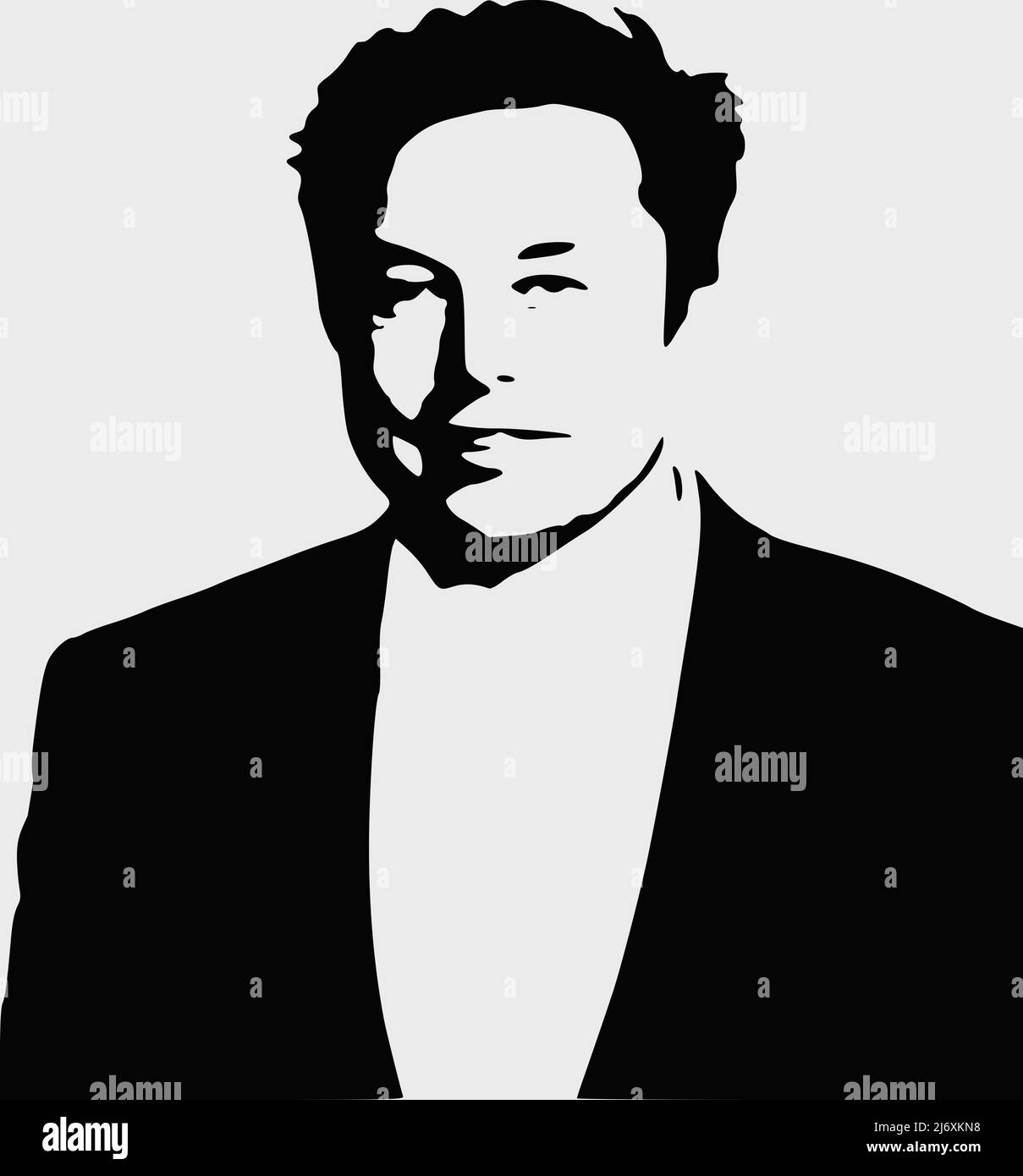 Vector illustration of Elon Musk with a transparent background. Stock Vector
