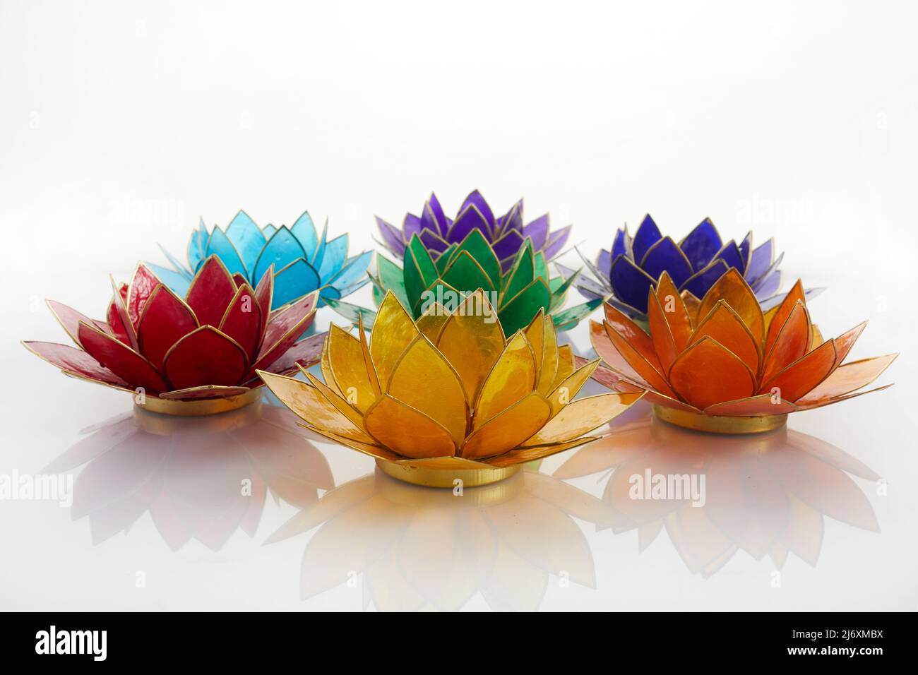 Happy Vesak Day Buddha Purnima Background. Candles during Vesak day celebration. Stock Photo