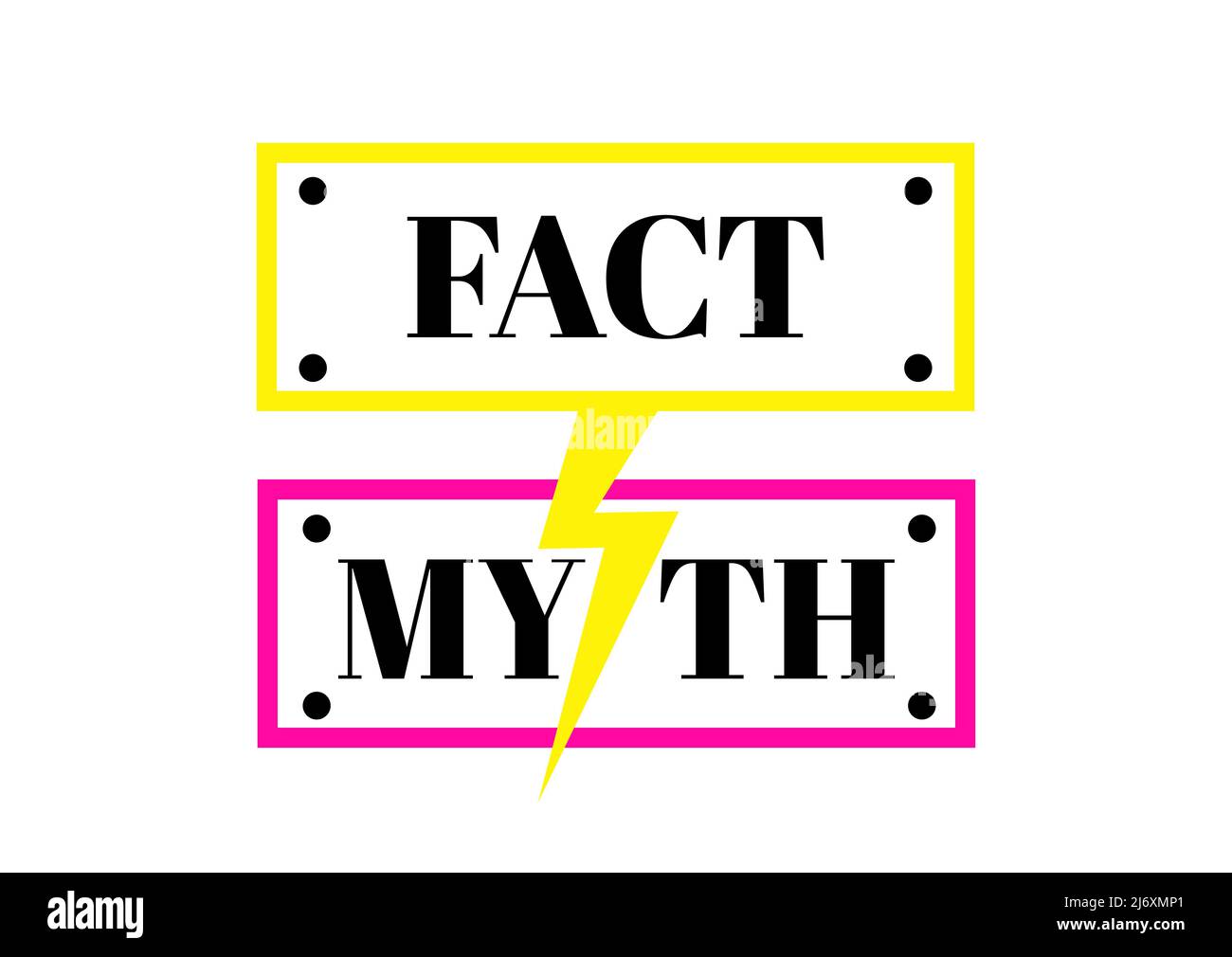 Fact and myth with lightning plate icon vector set. Stock Vector