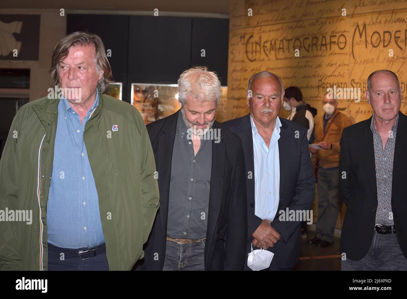 Adriano Panatta ,Corrado Barazzutti ,Domenico Procacci,Antonio Zugarelli, attends the premiere of the movie 'Settembre' at Space Moderno Cinema on May 03, 2022 in Rome, Italy. Stock Photo