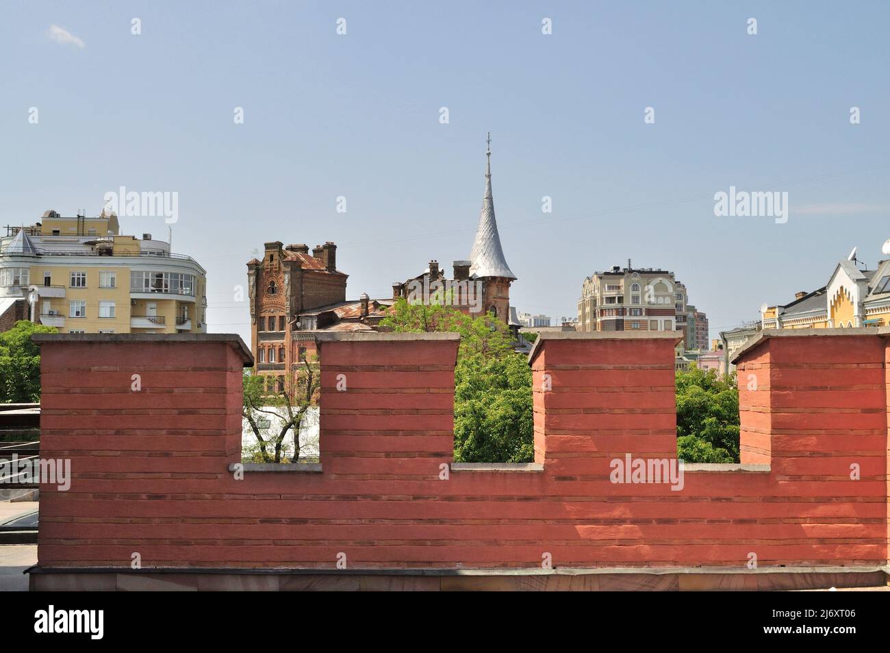 Defensive wall on the tower of the Golden Gate - Kiev, Ukraine. Stock Photo