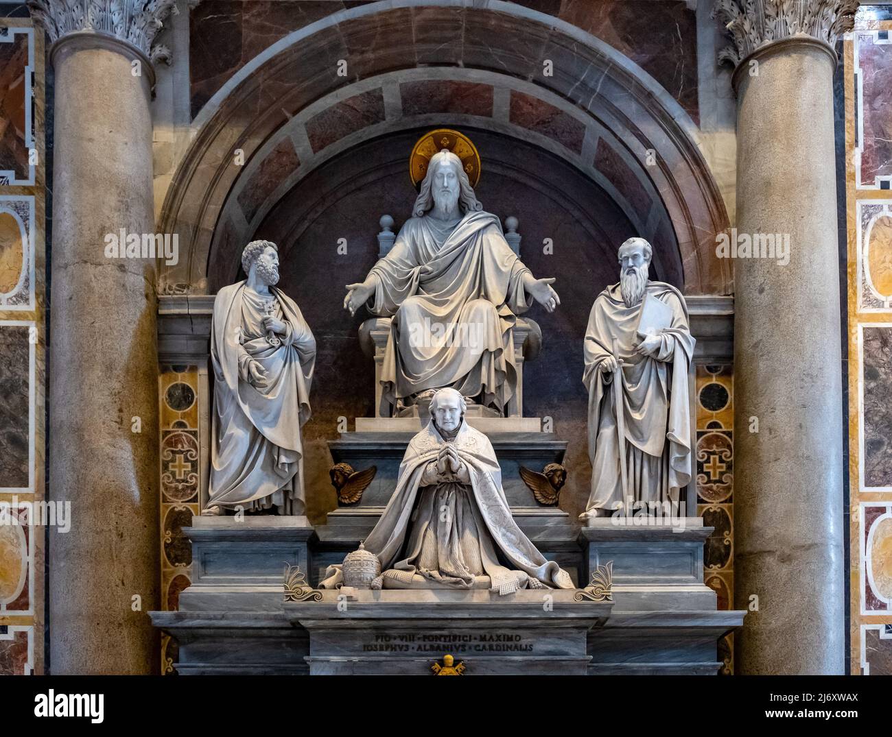 Rome, Italy - May 27, 2018: Monument of pope Pius VIII Francesco Castiglioni by Pietro Tenerani, at right nave of papal St. Peter's Basilica, San Piet Stock Photo