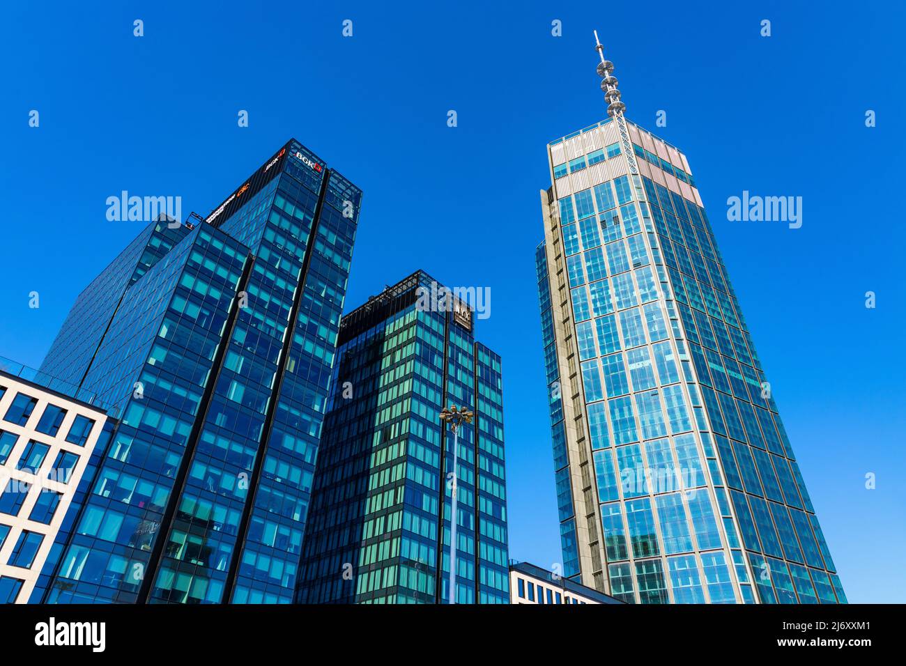 Warsaw, Poland - March 18, 2022: Varso Place Tower by HB Reavis office and hotel complex at Chmielna street in Srodmiescie business district of Warsaw Stock Photo