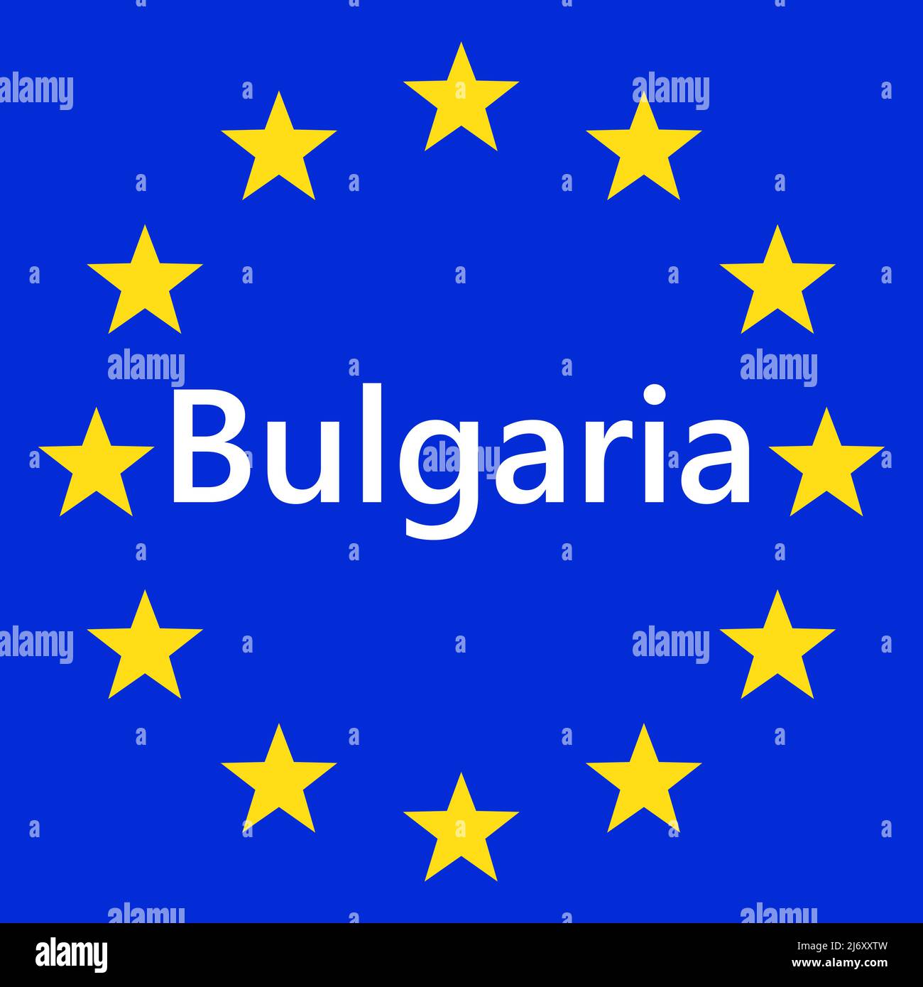 Flag of European Union with Bulgaria. EU Flag. Country border sign of the of Bulgaria. Vector illustration. Stock Vector