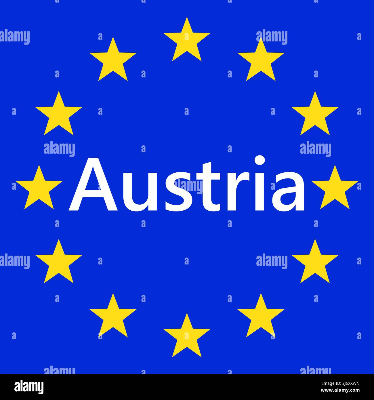 Flag of European Union with Austria. EU Flag. Country border sign of the of Austria. Vector illustration. Stock Vector