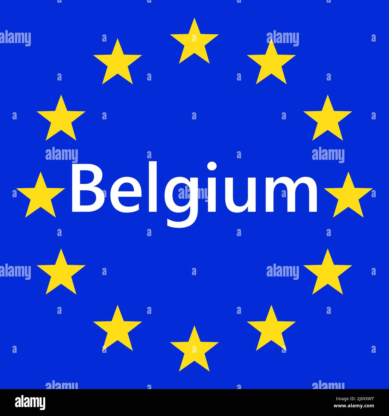Flag of European Union with Belgium. EU Flag. Country border sign of the of Belgium. Vector illustration. Stock Vector