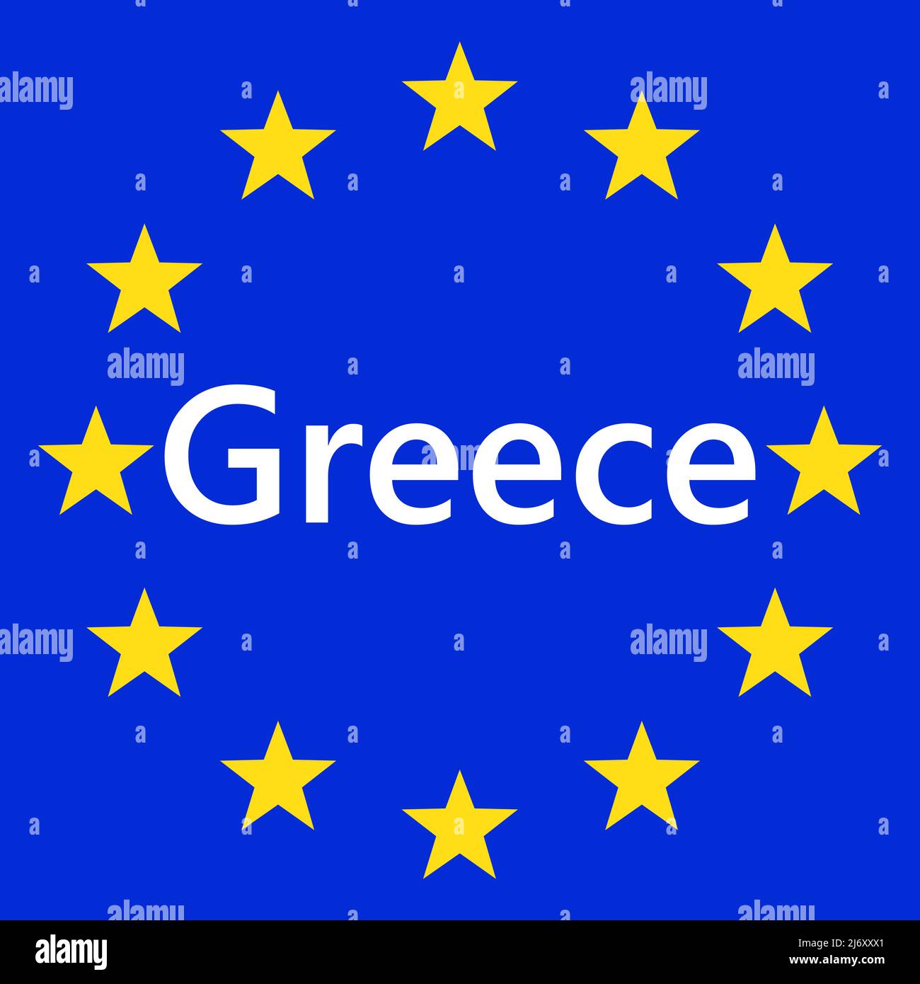Flag of European Union with Greece. EU Flag. Country border sign of the of Greece. Vector illustration. Stock Vector