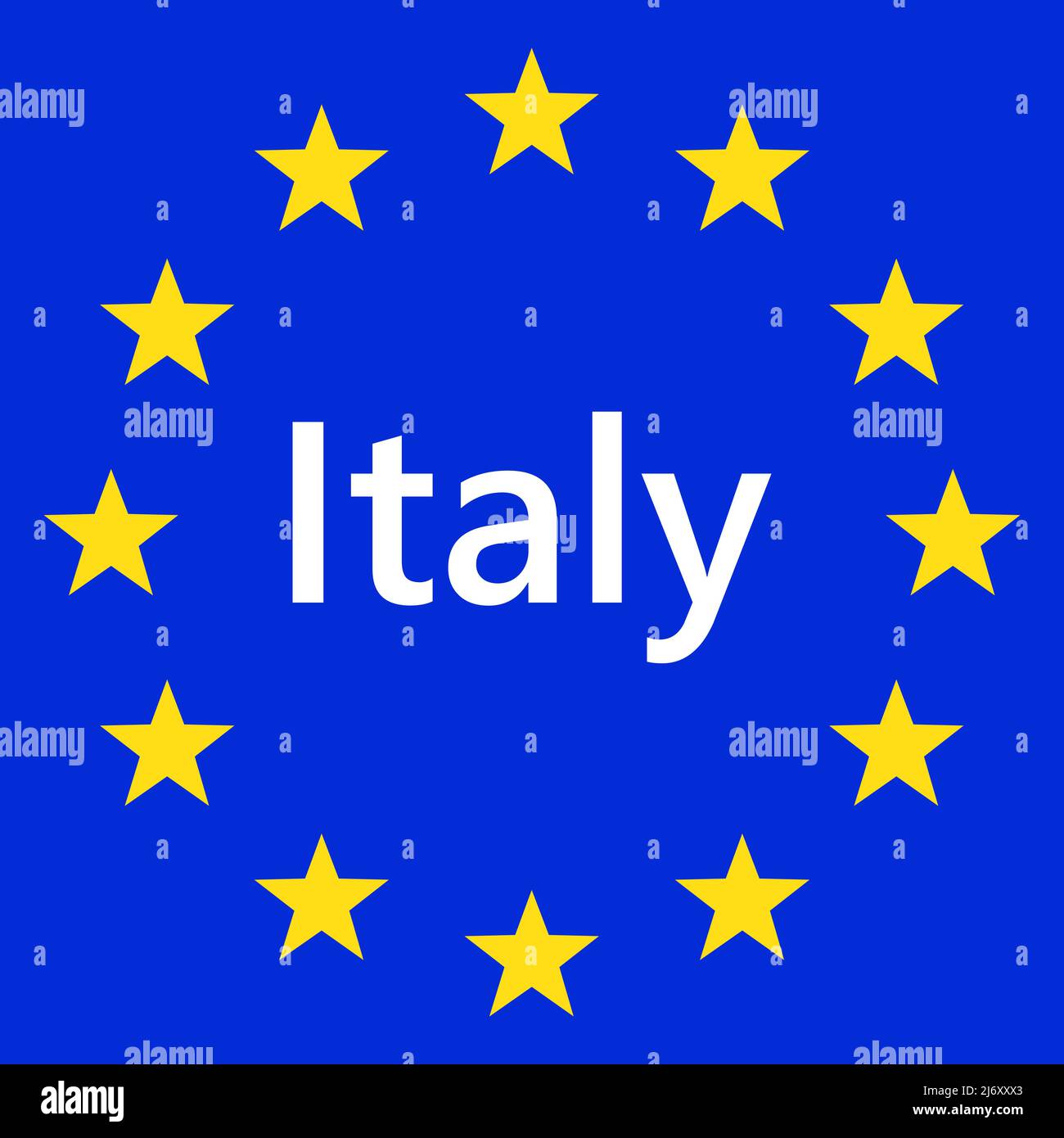 Flag of European Union with Italy. EU Flag. Country border sign of the of Italy. Vector illustration. Stock Vector