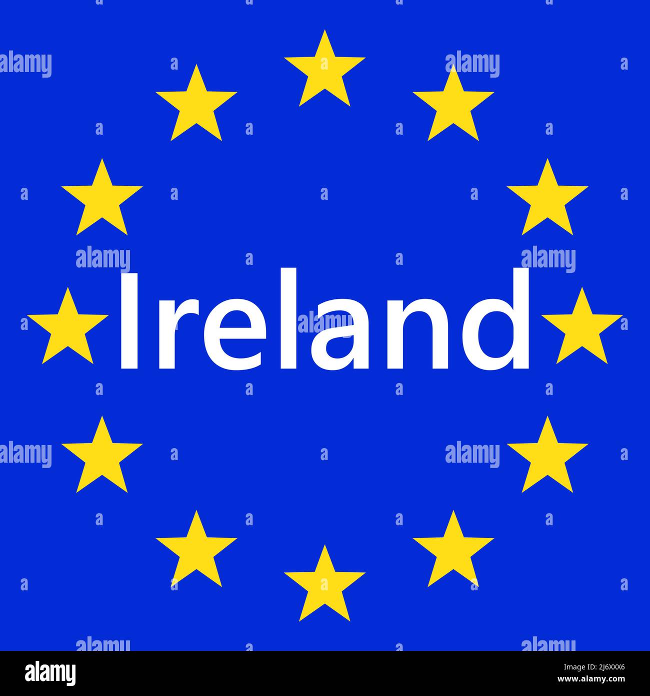 Flag of European Union with Ireland. EU Flag. Country border sign of the of Ireland. Vector illustration. Stock Vector