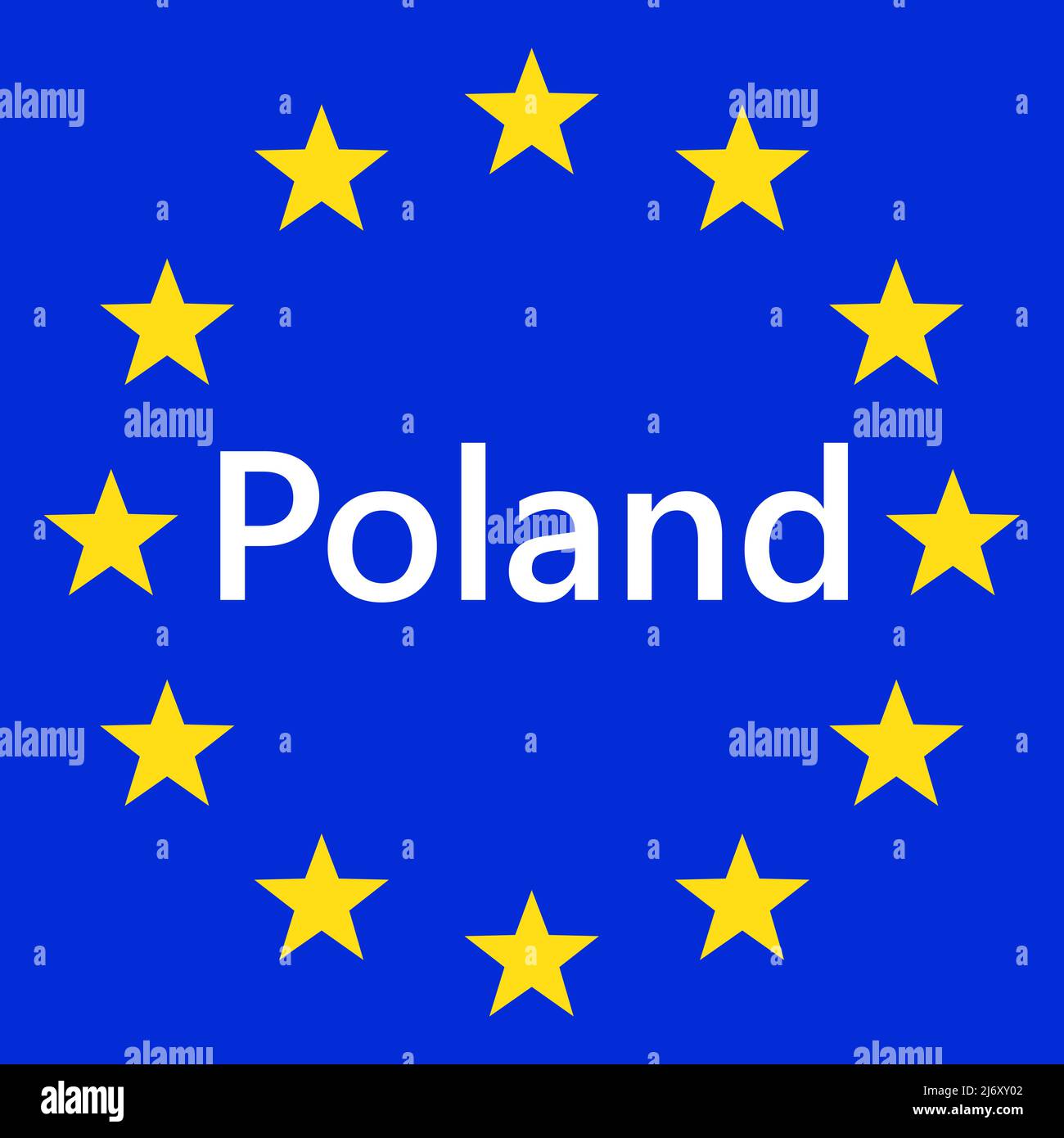 Flag of European Union with Poland. EU Flag. Country border sign of the of Poland. Vector illustration. Stock Vector