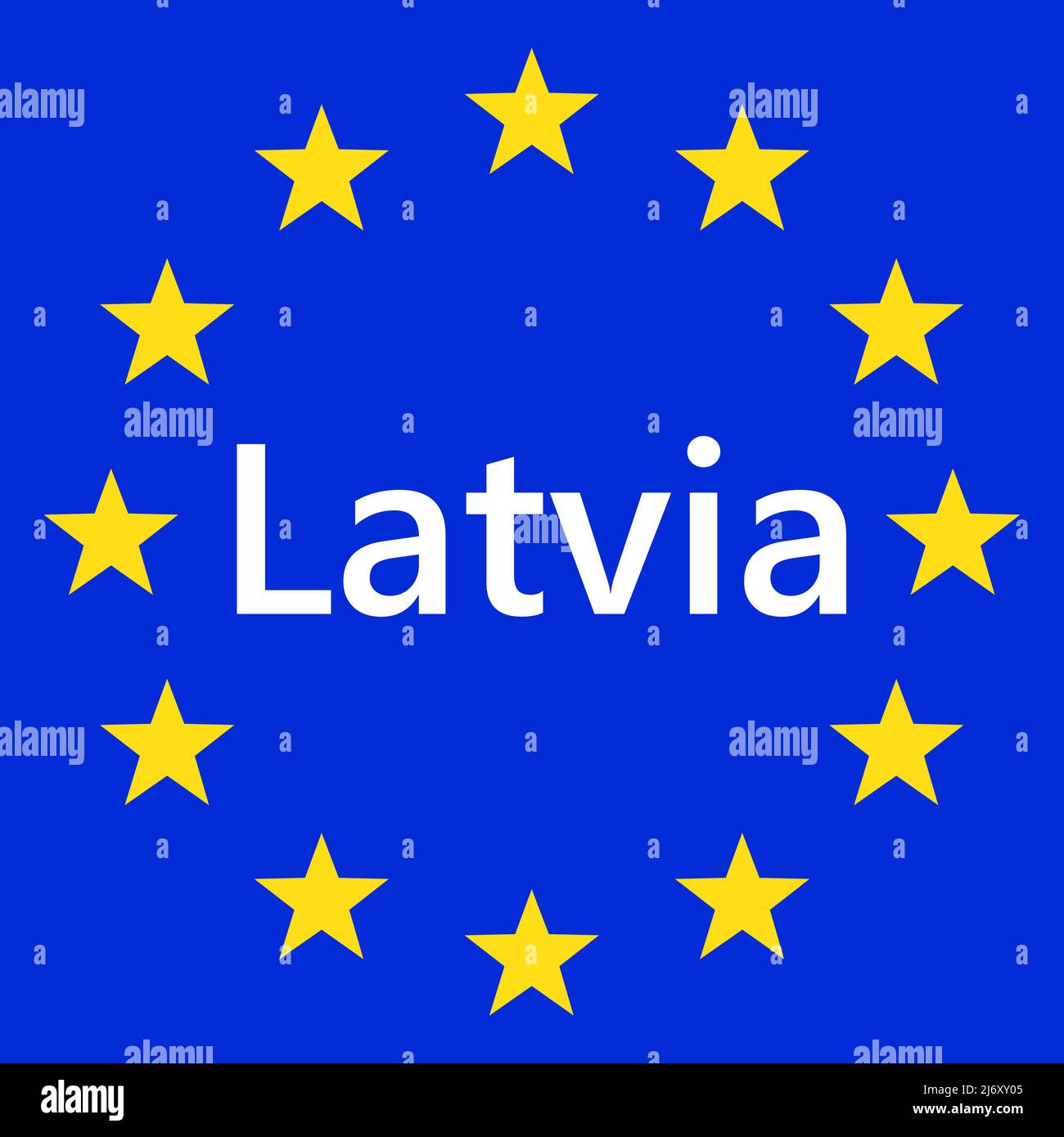 Flag of European Union with Latvia. EU Flag. Country border sign of the of Latvia. Vector illustration. Stock Vector