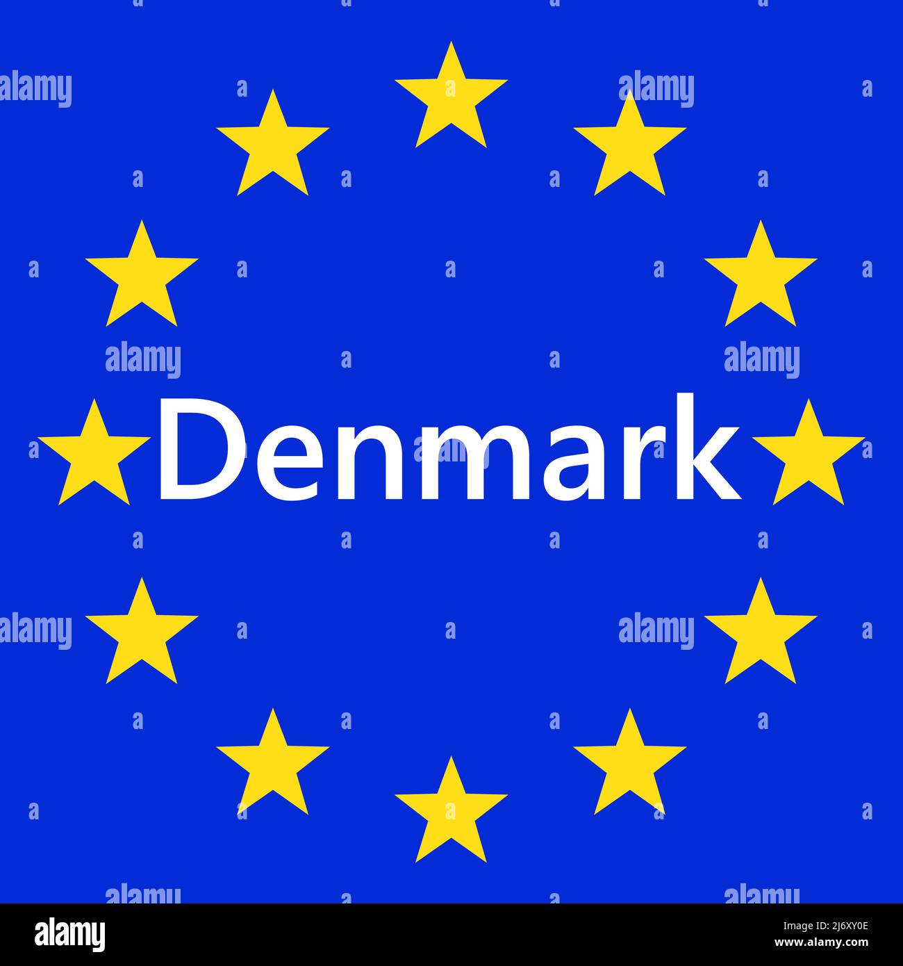 Flag of European Union with Denmark. EU Flag. Country border sign of the of Denmark. Vector illustration. Stock Vector