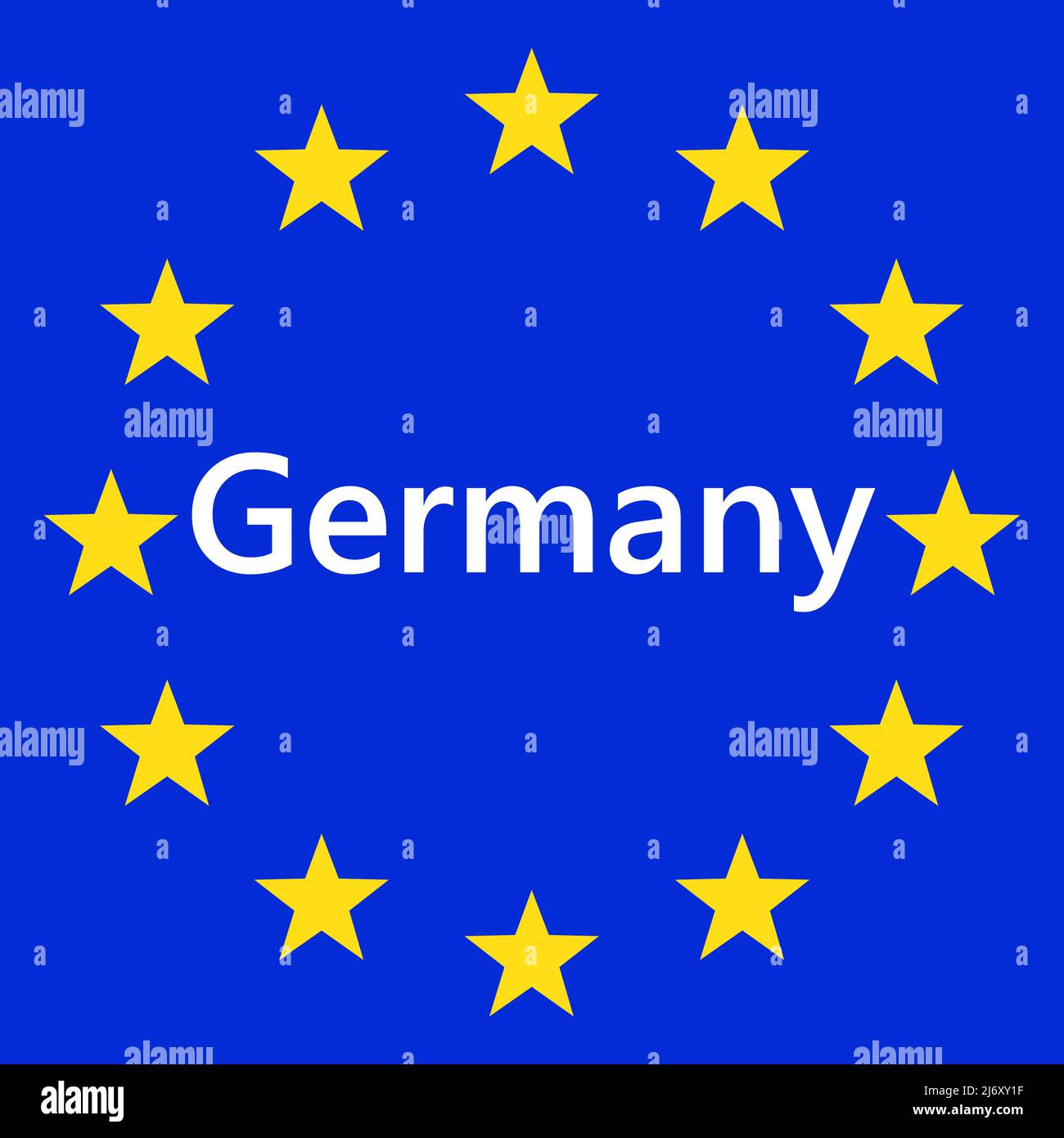 Flag of European Union with Germany. EU Flag. Country border sign of the of Germany. Vector illustration. Stock Vector