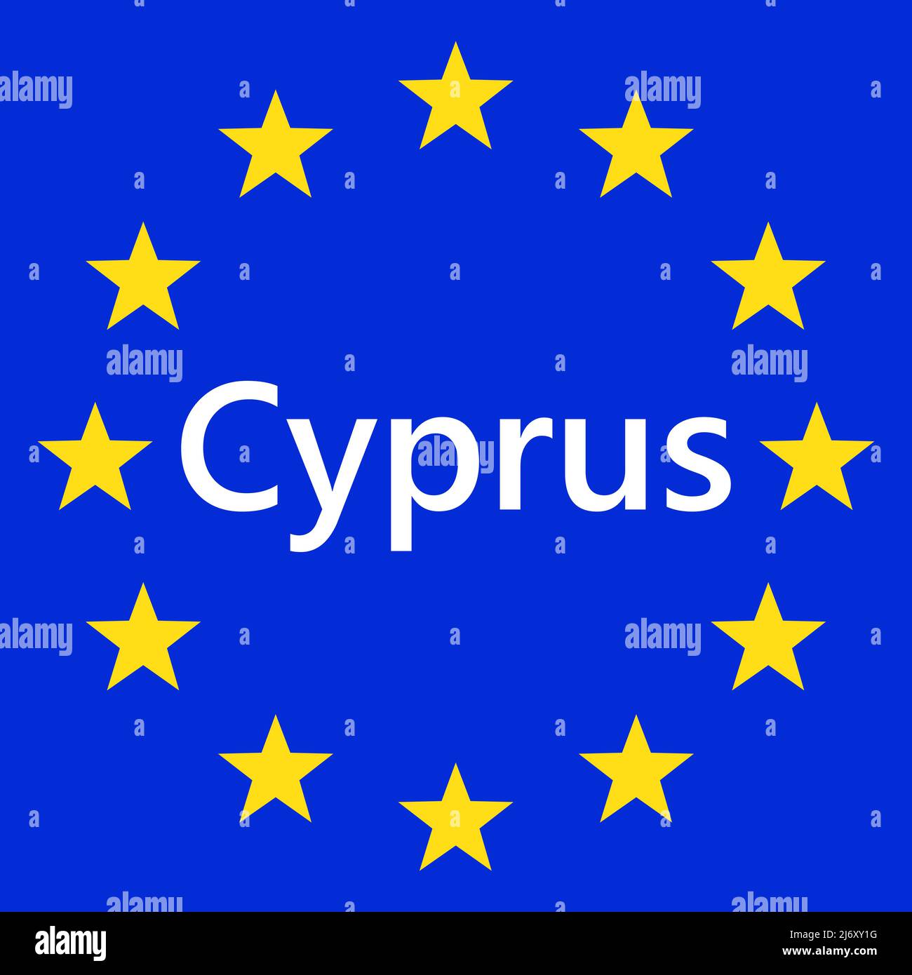 Flag of European Union with Cyprus. EU Flag. Country border sign of the of Cyprus. Vector illustration. Stock Vector