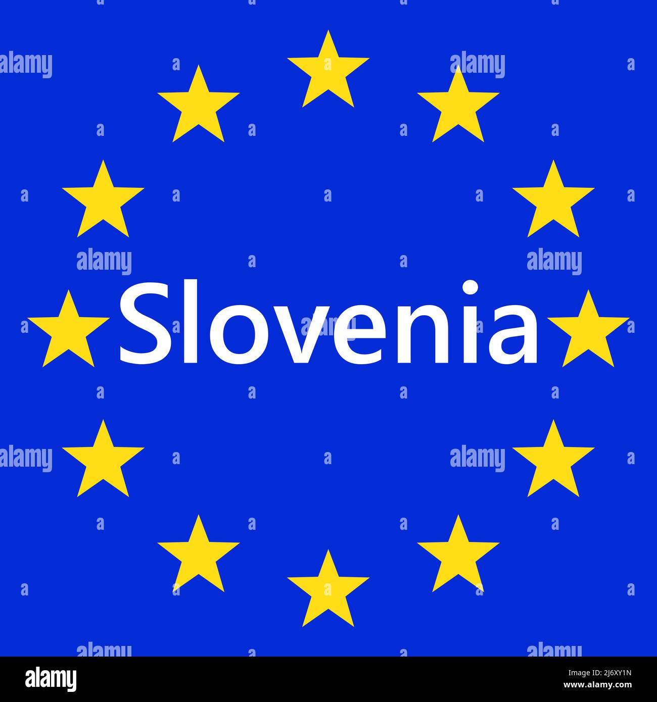 Flag of European Union with Slovenia. EU Flag. Country border sign of the of Slovenia. Vector illustration. Stock Vector
