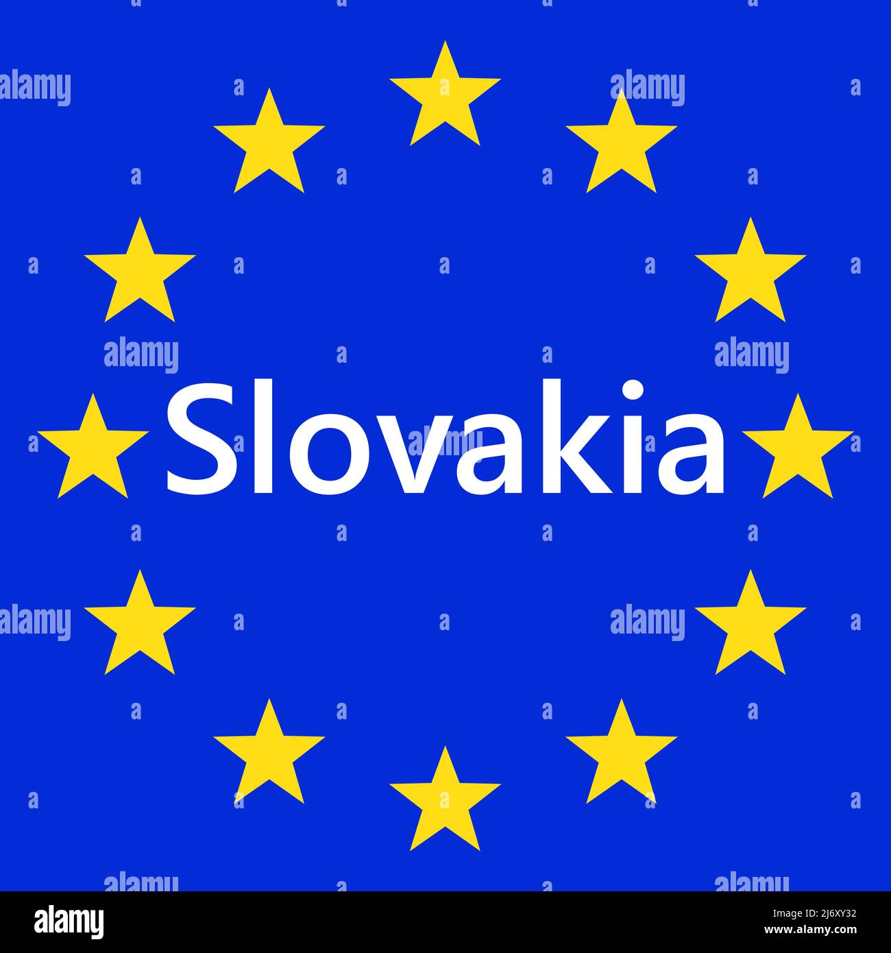 Flag of European Union with Slovakia. EU Flag. Country border sign of the of Slovakia. Vector illustration. Stock Vector