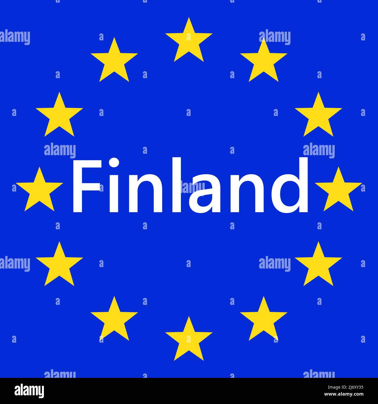 Flag of European Union with Finland. EU Flag. Country border sign of the of Finland. Vector illustration. Stock Vector