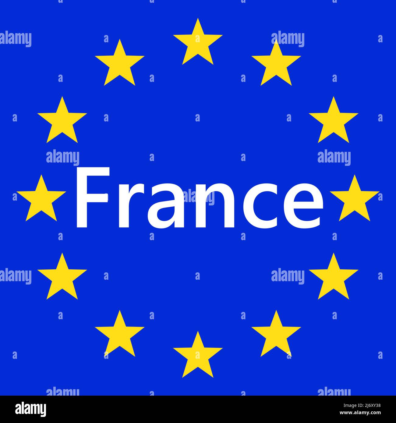 Flag of European Union with France. EU Flag. Country border sign of the of France. Vector illustration. Stock Vector
