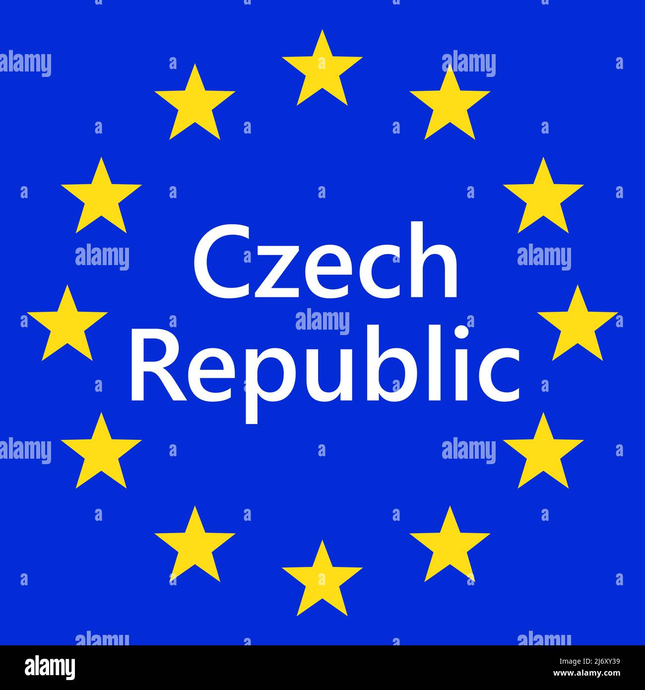 Flag of European Union with Czech Republic. EU Flag. Country border sign of the of Czech Republic. Vector illustration. Stock Vector