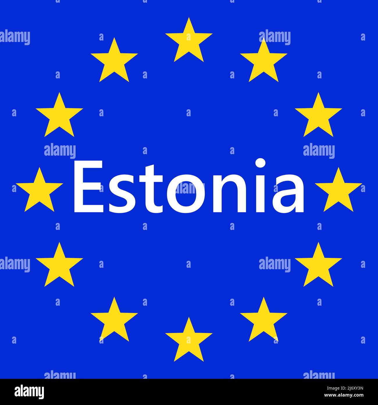 Flag of European Union with Estonia. EU Flag. Country border sign of the of Estonia. Vector illustration. Stock Vector