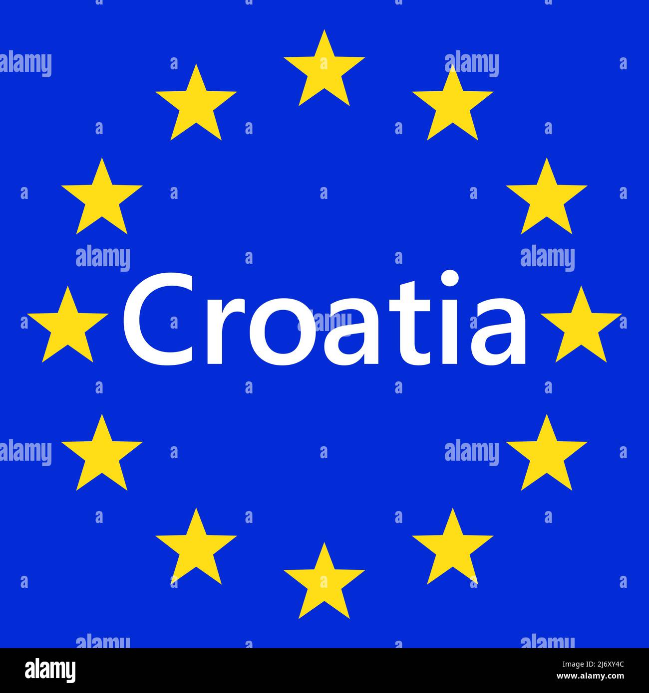 Flag of European Union with Croatia. EU Flag. Country border sign of the of Croatia. Vector illustration. Stock Vector