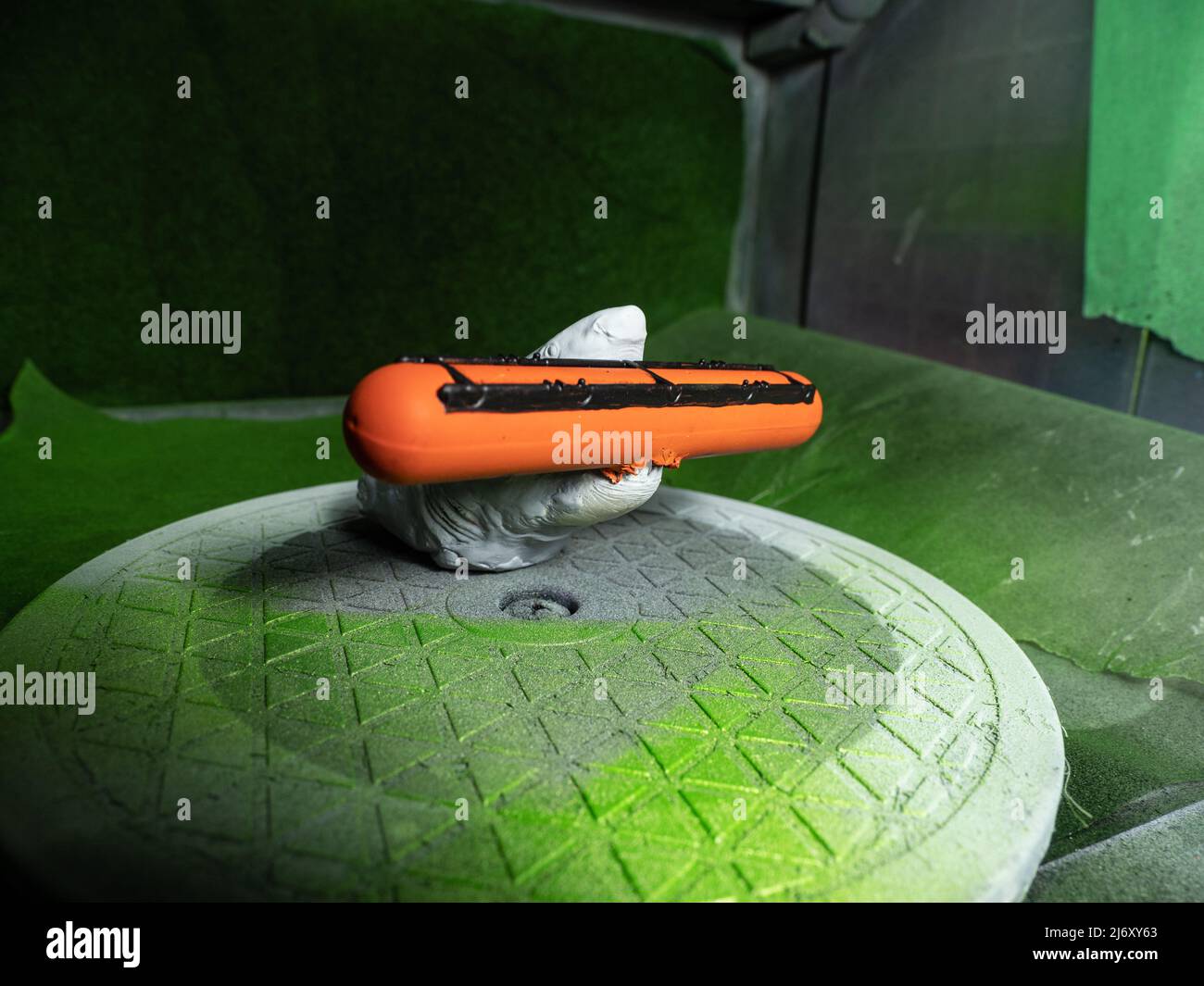 Jaws 2 attack against helicopter, copter, shark, diorama, movie, making