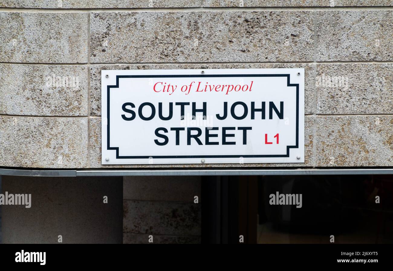 South John Street sign in city centre Liverpool Stock Photo