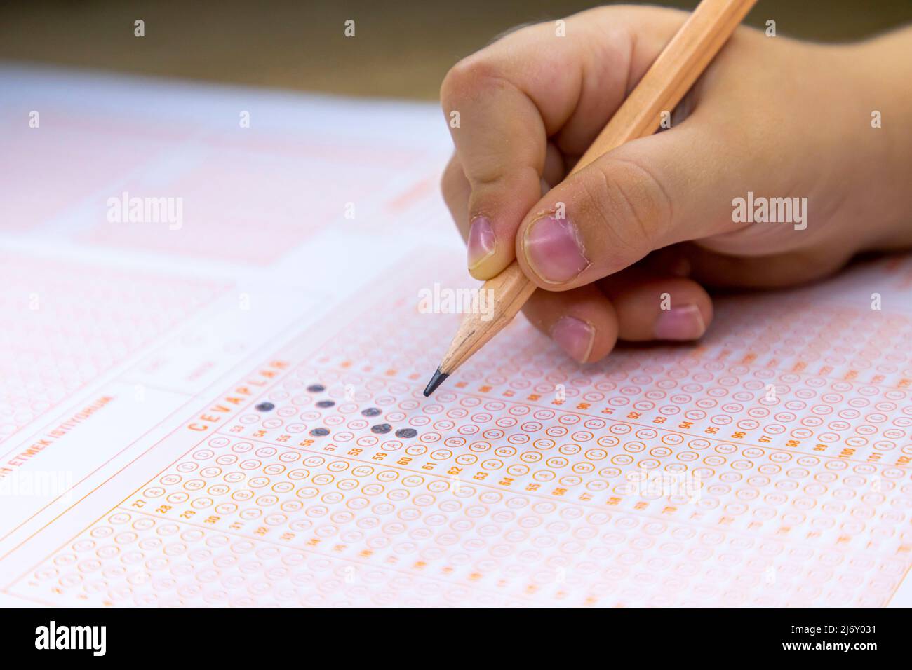 Test score sheet with answers Stock Photo